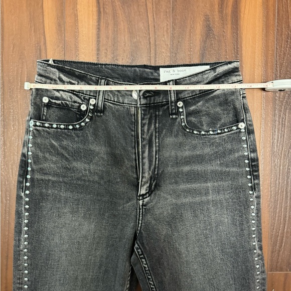 NWT Rag & Bone High Rise Skinny Wren Jeans Black Studded Women's Size 26 - Picture 8 of 15